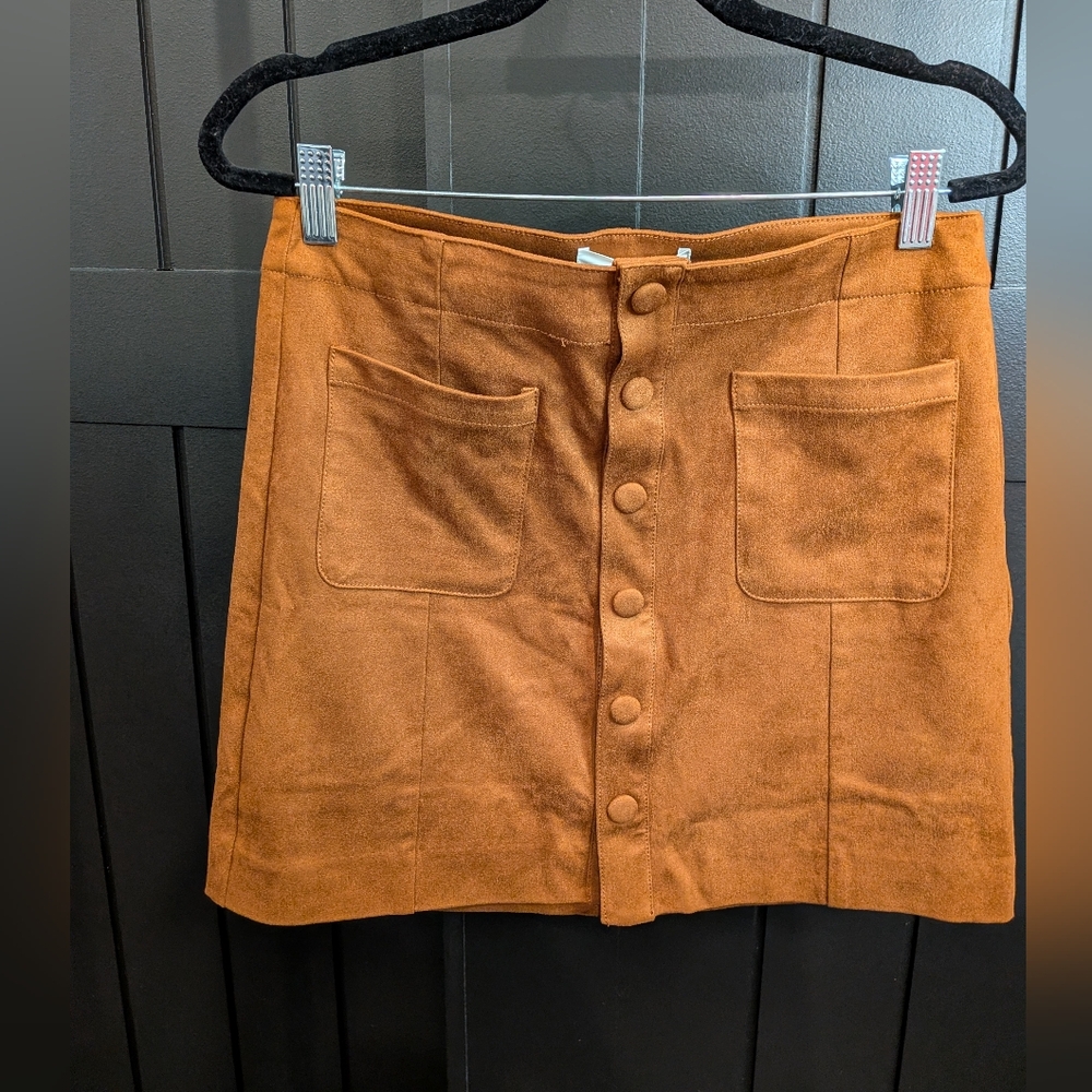 Tribal Tan Button-Front Mini Skirt
